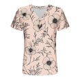 thumbnail image 7 of ClodeEU Women's V Neck Printed Short Sleeve Shirt,Loose Fit Casual Top with Button Khaki^,Womens Plus M, 7 of 7