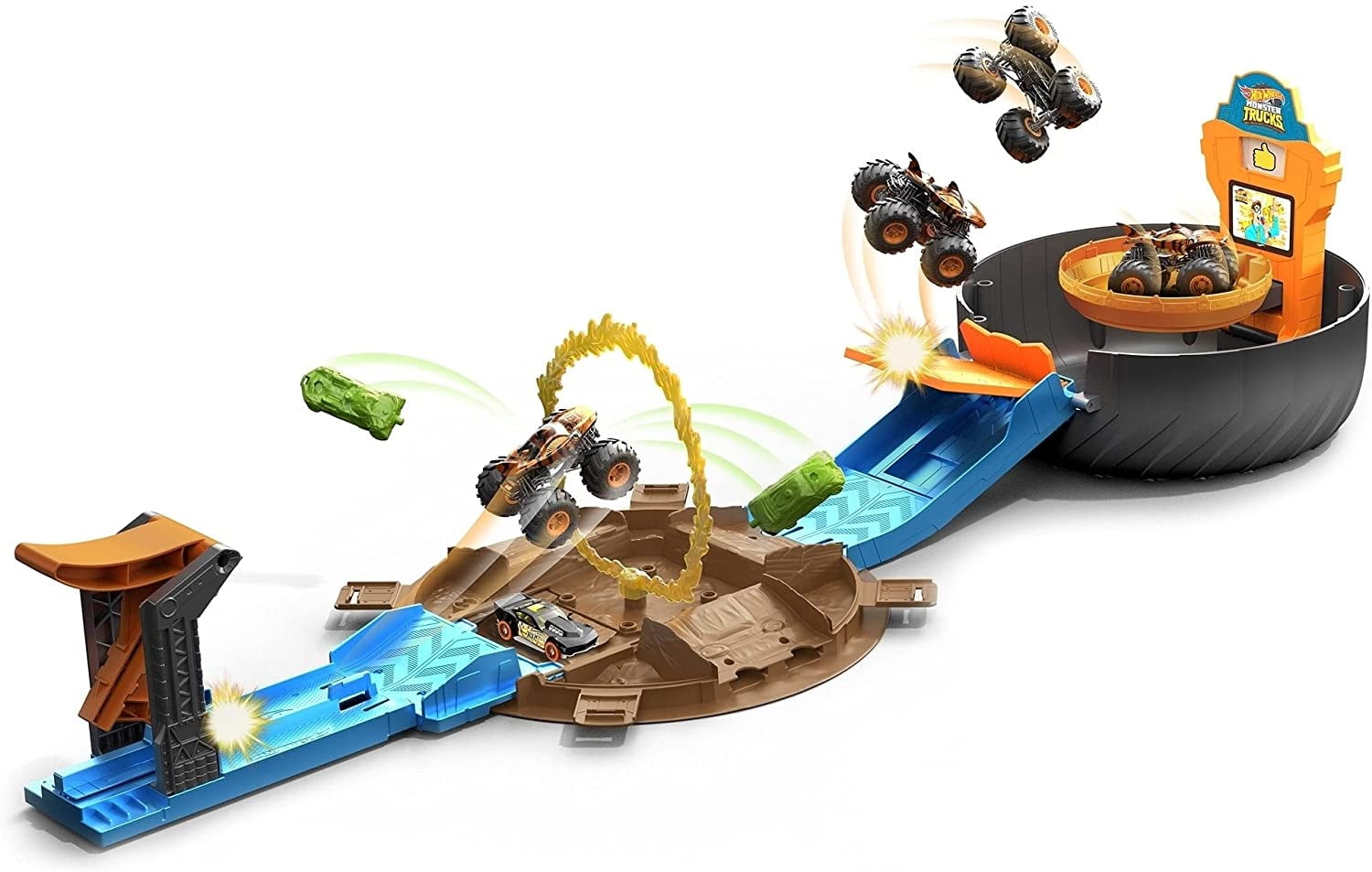 Hot Wheels Monster Trucks Stunt Tire Play Set Opens to Reveal Arena