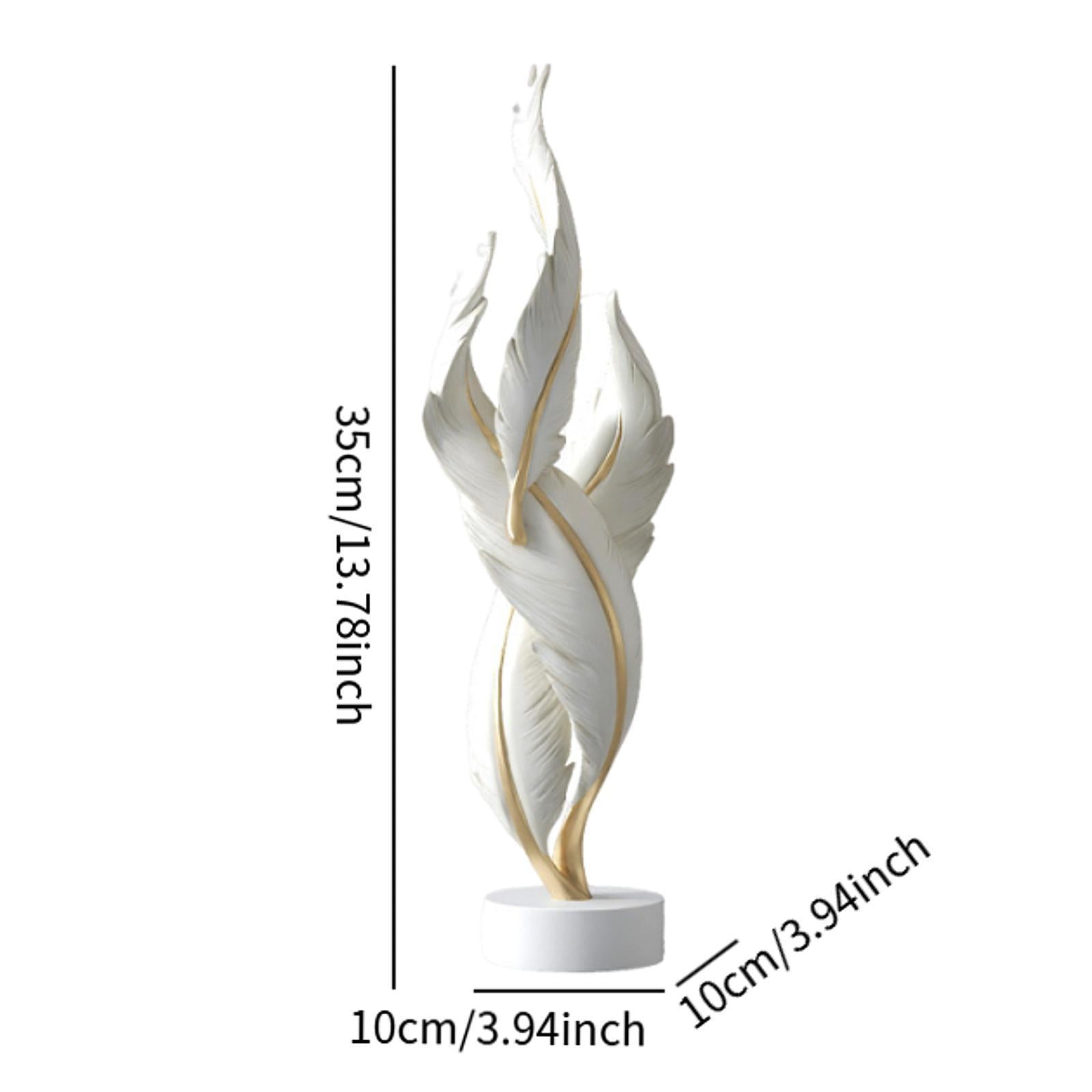 Floor Lamp Shade Feather Sculpture Decorative Figurine Resin Material Design for Living Room Office Decor