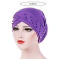 thumbnail image 5 of Women Turban Cap Beaded Headscarf Beanie Wrap Hat Faux Pearl Headwrap, 5 of 8
