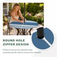 thumbnail image 4 of Round Outdoor Tablecloth with Umbrella Hole and Zipper, Farmhouse Blue Striped Tablecloth with Elastic Waterproof, Modern Minimalist Stripes Patio Table Covers for 31" - 35" Picnic Pool Tables, 4 of 9