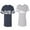 Men Navy / Women Heather, variant on Clyde Bonnie Unisex Couple Matching Cotton Jersey style T-Shirt Contrasting stripes on sleeves (Men Navy / Women Red) (Men XXL / Women S)