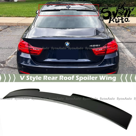 FITS 2014-2020 BMW F36 4 SERIES GRAND COUPE GLOSS BLACK V STYLE REAR ROOF SPOILER WING