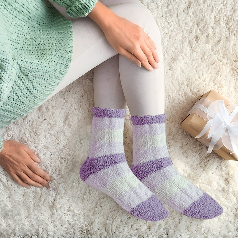 Fuzzy Socks for Women Winter Fluffy Comfy Cozy Socks Warm Sleep Socks Winter Adult Socks 6 Pairs