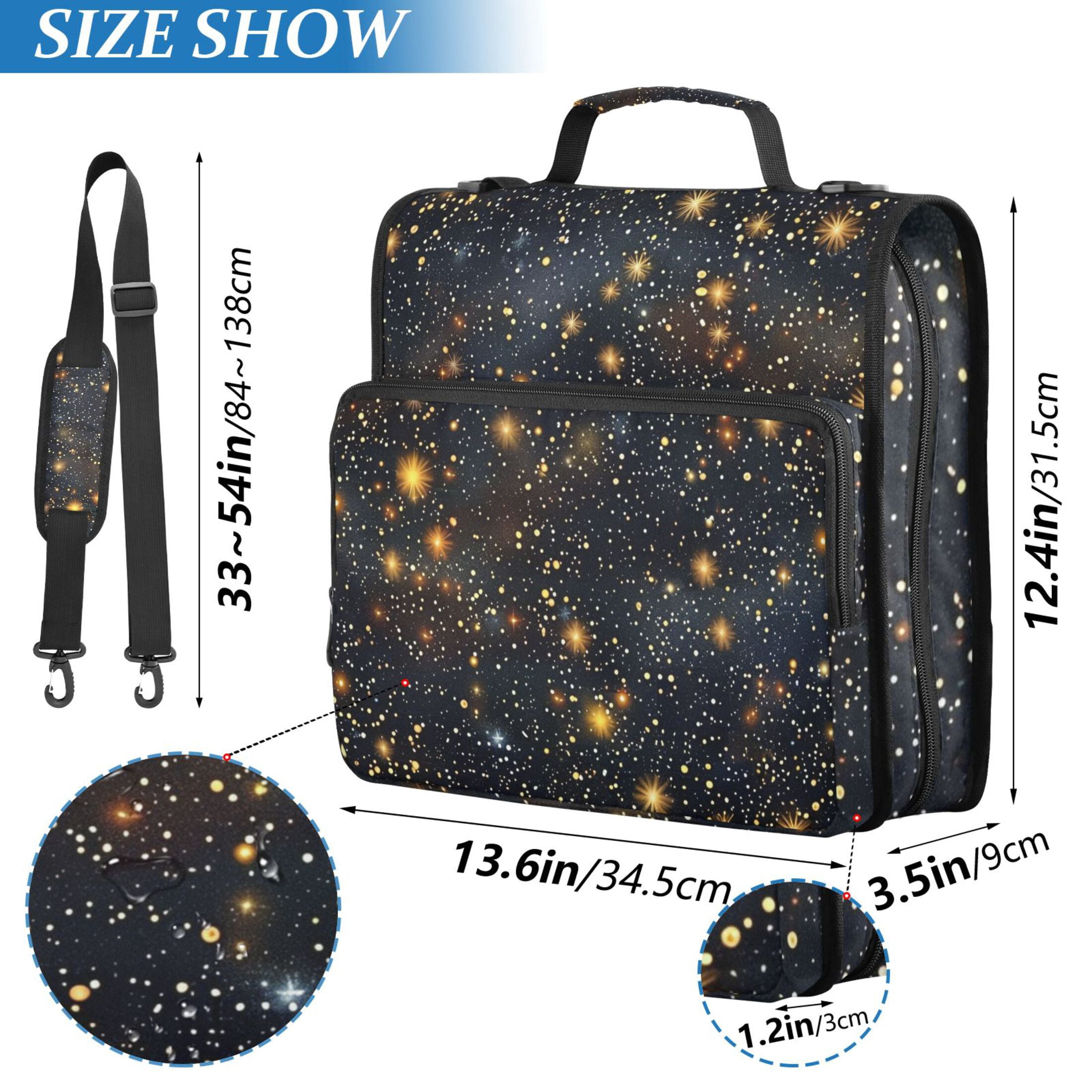 ALAZA Zipper Binder Glitter Shiny Galaxy 3 Ring Trapper Keeper File Folder Organizer Bag