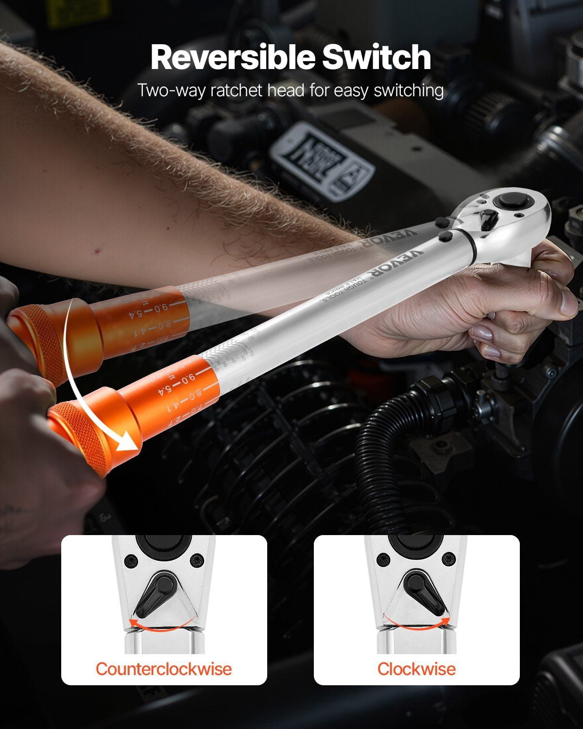 Value Torque Wrench Set 3-Pack, 1/4" 3/8" 1/2" Drive Click Type, Reversible Ratchet Head, 72-Tooth Mechanism