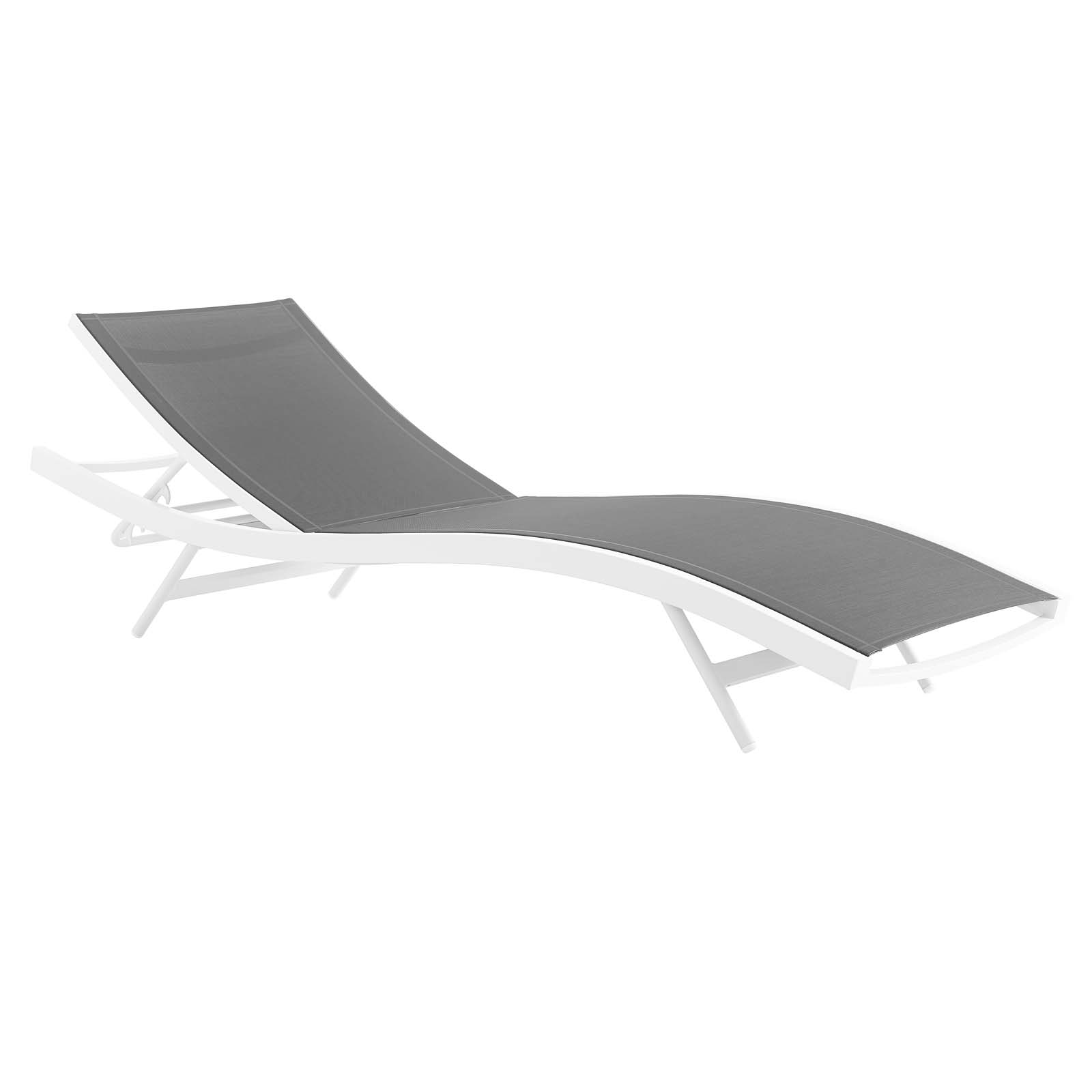 Modern Contemporary Urban Design Outdoor Patio Balcony Garden Furniture Lounge Chair Chaise, Fabric Aluminium, White Grey Gray - image 4 of 7