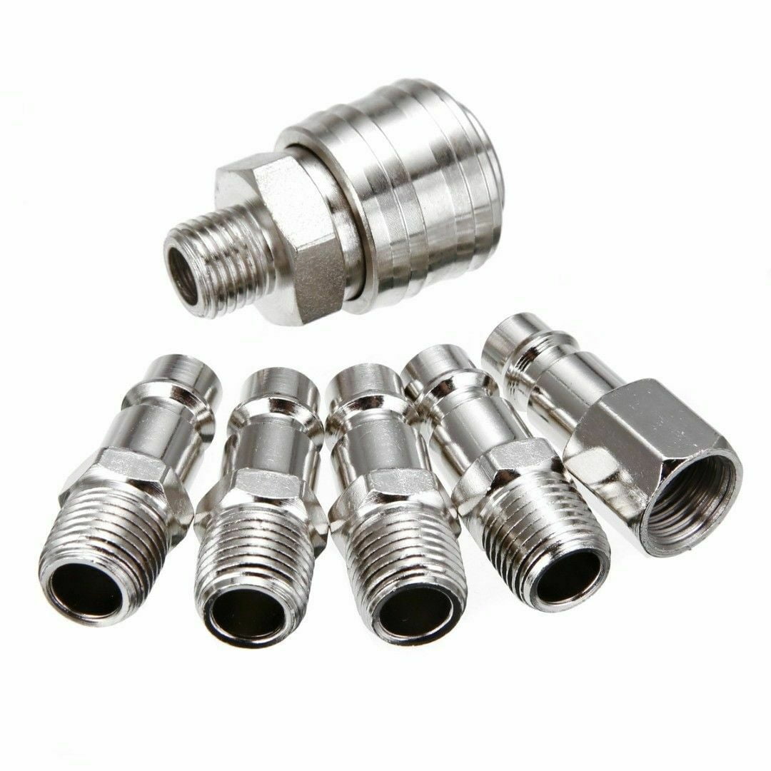 Euro Air Line Hose Compressor Fittings Connector Male Quick Release 2 PACK 1/4" 