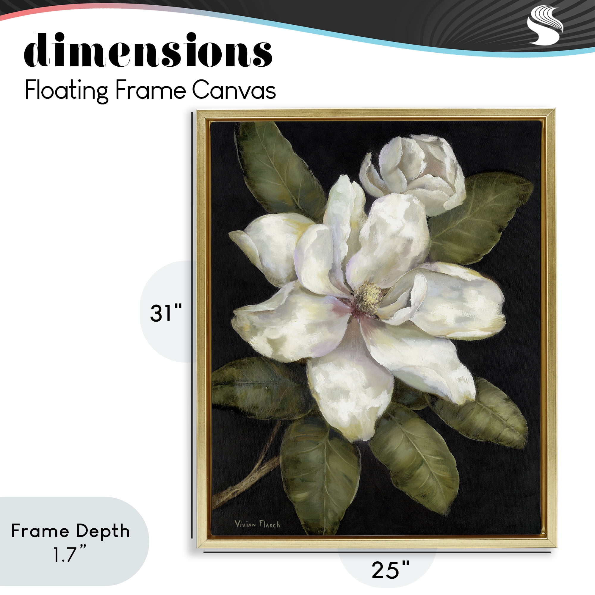 Stupell Industries Budding Magnolia Blooms Gold Framed Floater Canvas Wall Art, design by Nan