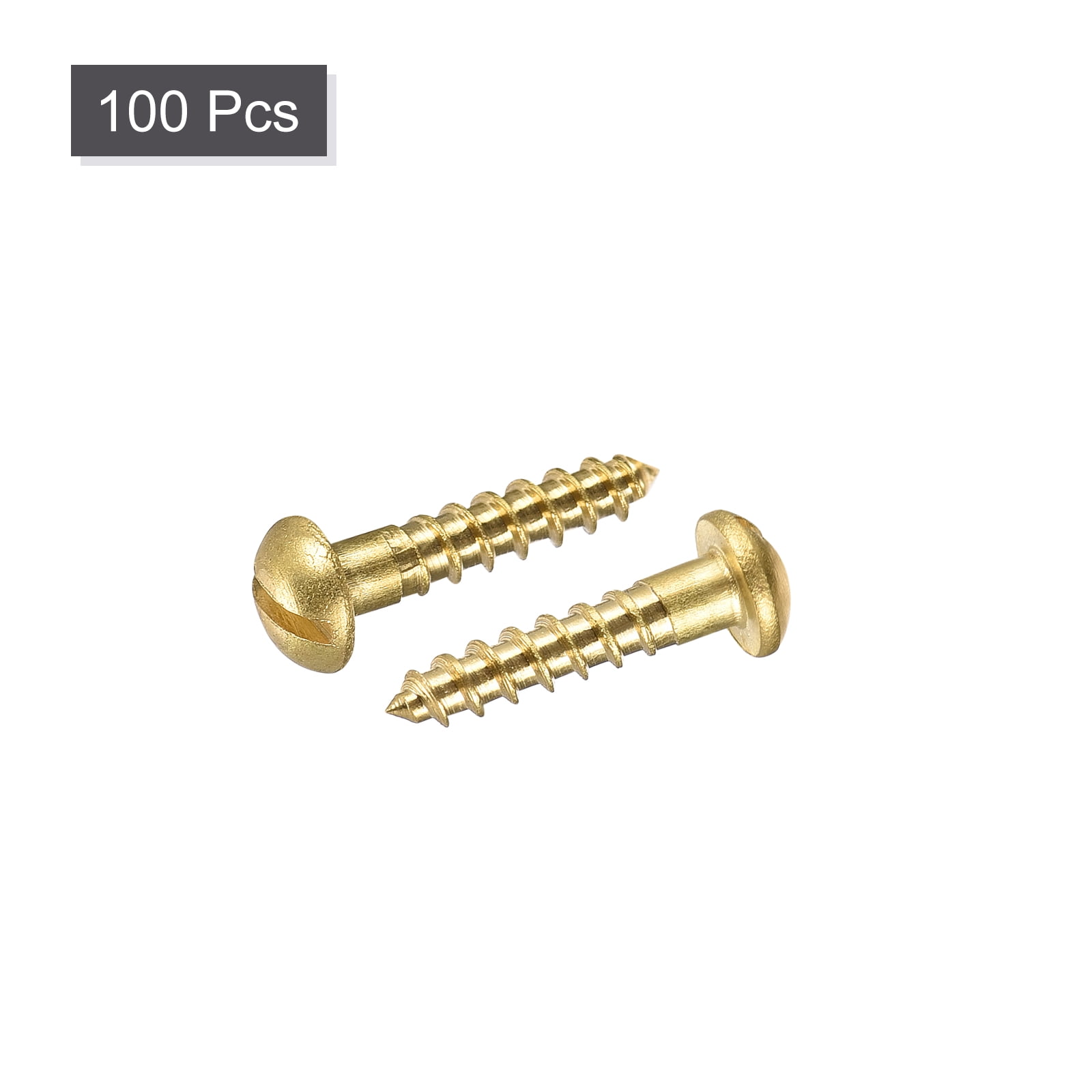 Unique Bargains Wood Screws Slotted Round Head Brass Self-Tapping Screws M2 x 10mm