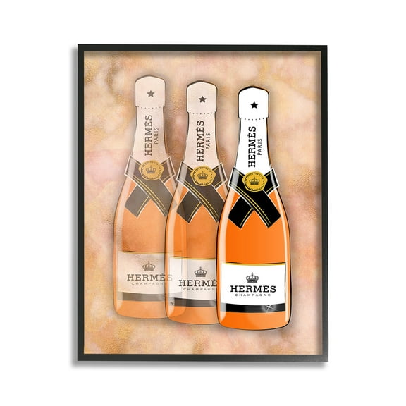Stupell Industries Orange Glam Champagne Food & Beverage Painting Black Framed Art Print Wall Art, 11 x 14