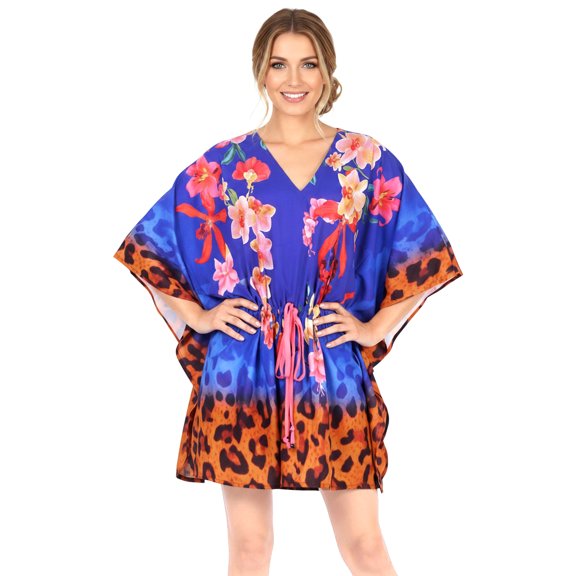 LA LEELA Women's Beachwear Summer Swim Beach Dress Cover ups for Swimwear Women Plus Size Fall Swimsuit Coverups for Women 3X-4X Sapphire_AC951