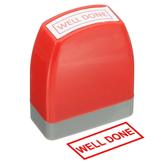 Well Done Notice Stamp Self Inking, Red Ink Office Stamps Pre Inked Message Stamp Refillable Business Stamp, Red