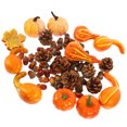 thumbnail image 5 of 1 Juego de decoración de otoño, Calabaza Artificial de Halloween, Hojas de arce, piñas artificiales, bellotas, 5 of 5