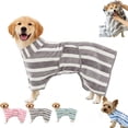 thumbnail image 1 of Luxury Microfiber Dog Bathrobe, Quick Dry Dog Towel Robe with Adjustable Belly Strap, Soft Absorbent Pet Drying Coat for After Bath Swim Grooming, for Small Medium Large Dogs (gray,M), 1 of 7