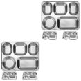 thumbnail image 2 of 6 Pcs  Stainless Steel Tray Cafeteria Divided Tray Cafeteria Plate Lunch Holder Divided Cafeteria Tray, 2 of 6