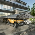 thumbnail image 6 of EROMMY 20x40ft Metal Carport, Heavy Duty Car Shelter with Galvanized Steel Roof and Frame, Sturdy Car Shed in All Weathers, Easy Assembly Carport for 2 Cars, SUV, Tractors and Boat, Gray, 6 of 7