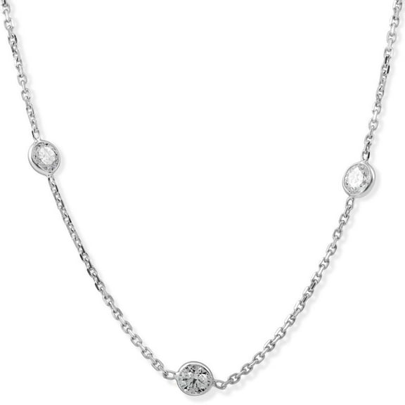 Pompeii 2Ct T.W. Round-Cut Natural Diamond Bezel Station 18" Necklace 14k White Gold