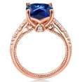thumbnail image 3 of Gem Stone King 5.59 Ct Blue Created Sapphire White Created Sapphire 18K Rose Gold Plated Silver Ring (Size 5), 3 of 6