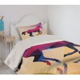 thumbnail image 2 of Ambesonne Abstract Quilted Coverlet 2 Pcs, Geometric Horse Animal, Twin Size, Cream Pink Purple, 2 of 5