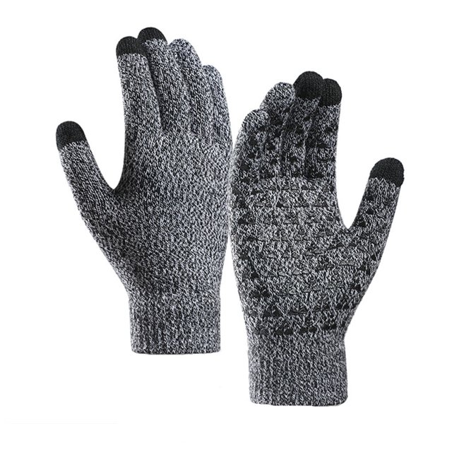Naiovety 1 par de guantes cálidos de invierno para pantalla táctil, para exteriores, senderismo, ciclismo, camping, guantes de punto de algodón, Deportes de nieve gris NO1 Naiovety OD000116-04B