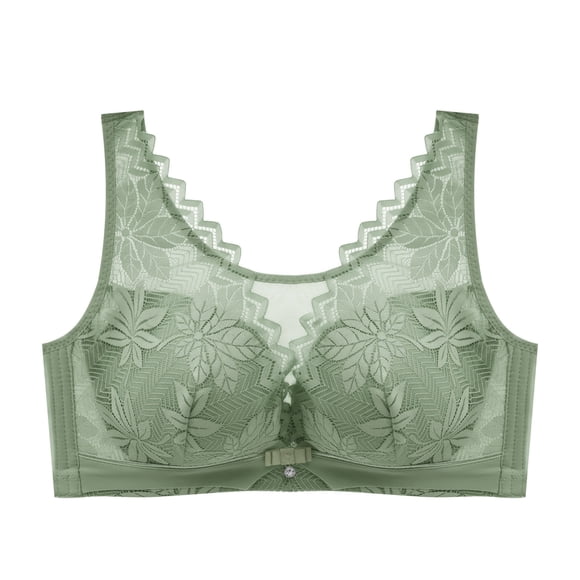 LLYwey Sports Bras for Women Clearance Sale Women's Lace Underwear Large No Underwire Push up Breathable Beautiful Back Daily Bra Big & Tall Size Cotton Lightly Lined Bra Style LW-5 Green XL