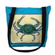 13 x 13 in. Female Blue Crab Border Tote Bag - Small