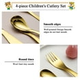 thumbnail image 4 of ReaNea Toddler Utensils Stainless Steel Gold Kids Silverware Set Toddler Forks, Baby Spoons and Knife 4 Pieces, 4 of 7