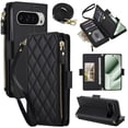 thumbnail image 1 of For Google Pixel 9 / 9 Pro 5G RFID Blocking Wallet Case, Crossbody Purse Phone Case with 9 Card Slots, Zipper Pocket & Detachable Strap,Black,For Pixel 9 / 9 Pro, 1 of 9