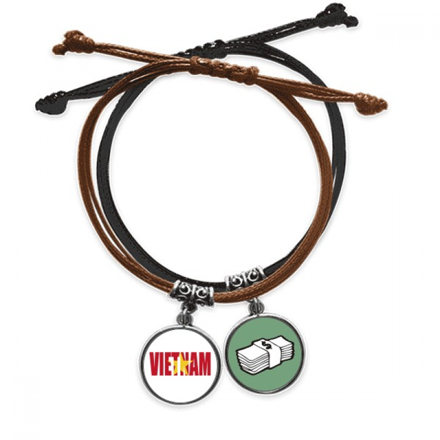 Vietnam Country Flag nombre Pulsera Cuerda Mano Cadena Cuero Dinero Pulsera Unbranded M