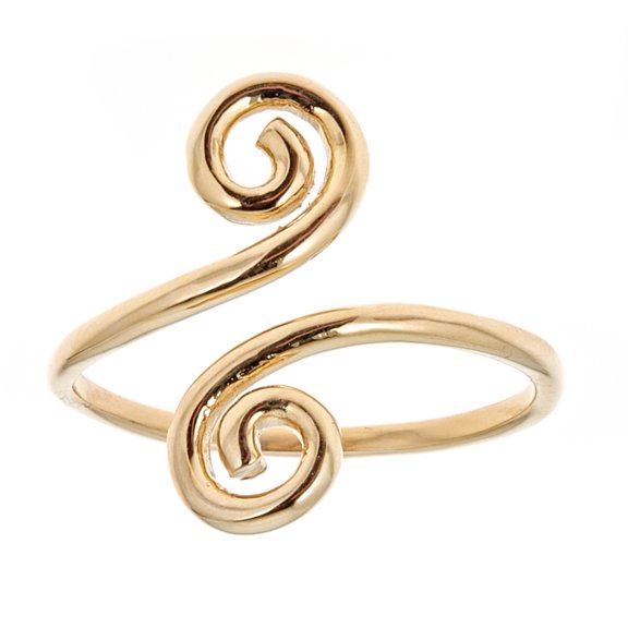 Ritastephens 14k Yellow Gold Swirl Adjustable Ring, Gift Box