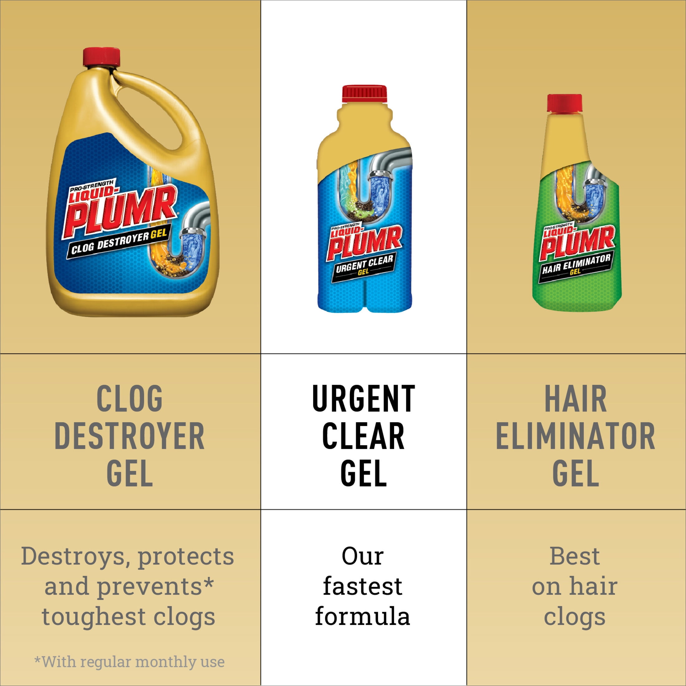 (6 pack) Liquid-Plumr Drain Clog Remover Gel, Urgent Clear, 17 fl oz