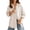 Khaki, variant on Striped Long Sleeve Blouse for Women Plus Size V Neck Button Down Casual Top Solid Color Cloth for Fall Winter Wear