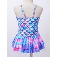 thumbnail image 6 of TTAO Kids Girls One Piece Mermaid Swimsuit Fish Scale Printed Swimming Dress with Built-in Shorts Purple 5-6, 6 of 7