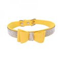thumbnail image 1 of [Big Clear!]Cute & Good-Looking  Soft Leather Dog & Cat Collar & Leash Set - Rhinestone Flocking Sparkly Crystal Diamonds Studded - Cute Double Bowknot - Perfect For the Show, 1 of 7