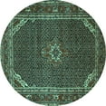 thumbnail image 1 of Ahgly Company Machine Washable Indoor Round Persian Turquoise Blue Traditional Area Rugs, 8' Round, 1 of 4