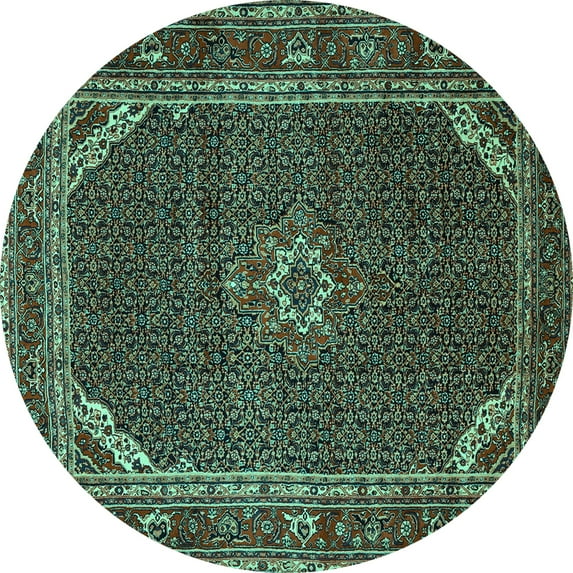 Ahgly Company Machine Washable Indoor Round Persian Turquoise Blue Traditional Area Rugs, 8' Round