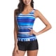 thumbnail image 2 of Traje De Baño Para Mujer, Traje De Baño Con Cuello Redondo Y Tirantes Anchos, Estampado A Rayas, Corte Ajustado, Transpirable, Traje De Baño Para Piscina, Fiesta En La Playa, 2 of 7