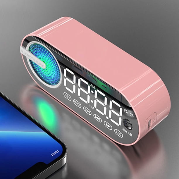Altavoz Bluetooth, altavoz portátil de audio Bluetooth con reloj digital, altavoz Bluetooth con carga USB, Bluetooth V5.0 y cable auxiliar. Altavoces Bluetooth.