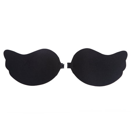 HDE Women's Reusable Strapless Bra Push Up Backless Stick On Deluxe Adhesive Bra (Black [Improved Adhesive), Size A