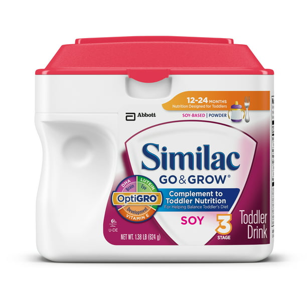 Similac Go & Grow Soy Based Toddler Drink with Iron, 1.37lb container, (Pack of 6)