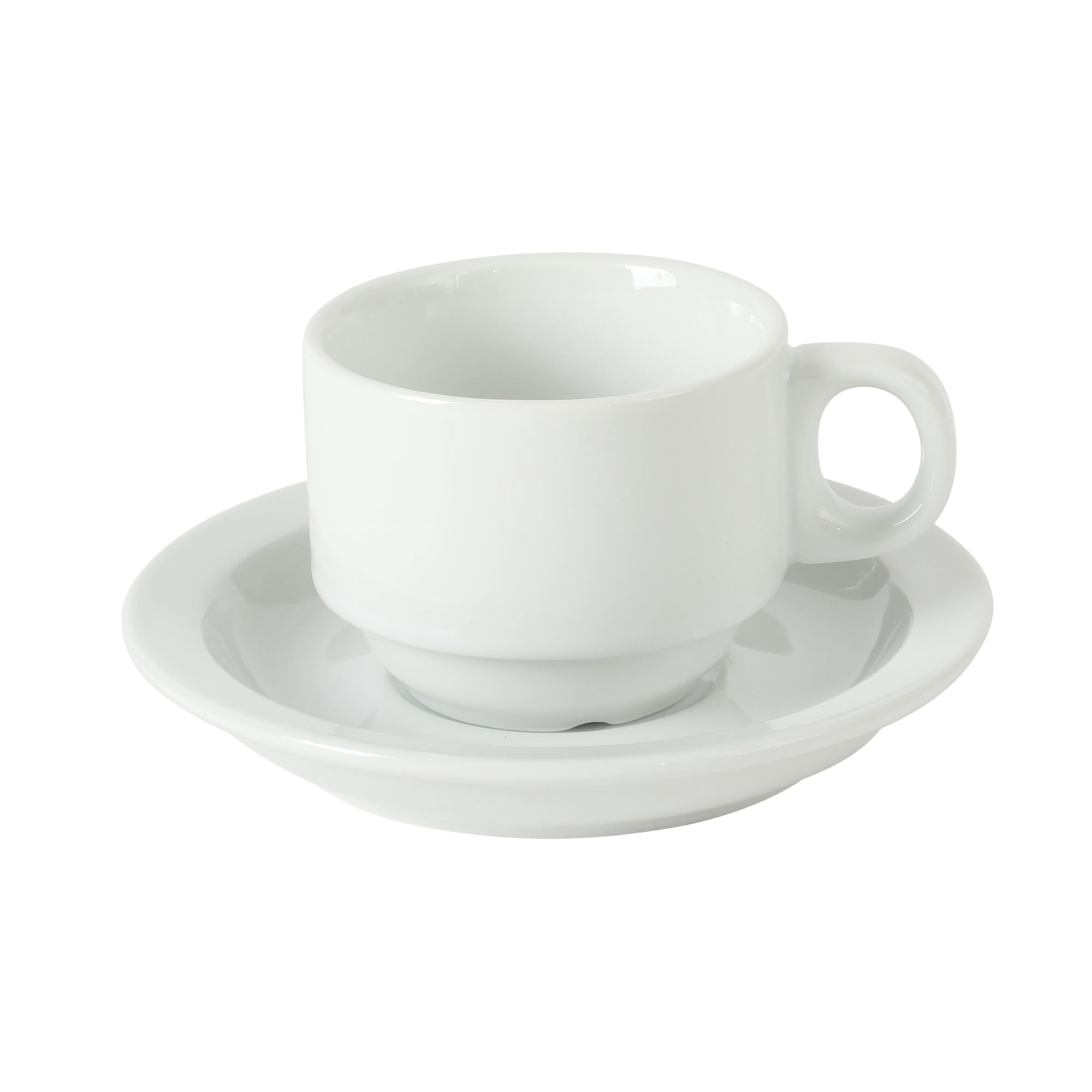 Gibson Home Gracious Dining Espresso / Cuppuccino Cups Set of 4, Small Stackable Coffee Cups with 4 Saucers, Metal Stand, Ceramic Demitasse Mugs, Espresso Accessories for Machine
