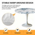 thumbnail image 2 of Elastic Fitted Round Tablecloth, Blue Green Eucalyptus Leaves Waterproof Stretch Table Cover for 45"-54" Tables, Spring Summer Botanical Washable Outdoor Tablecloths for Patio, Picnic, Camping, 2 of 9