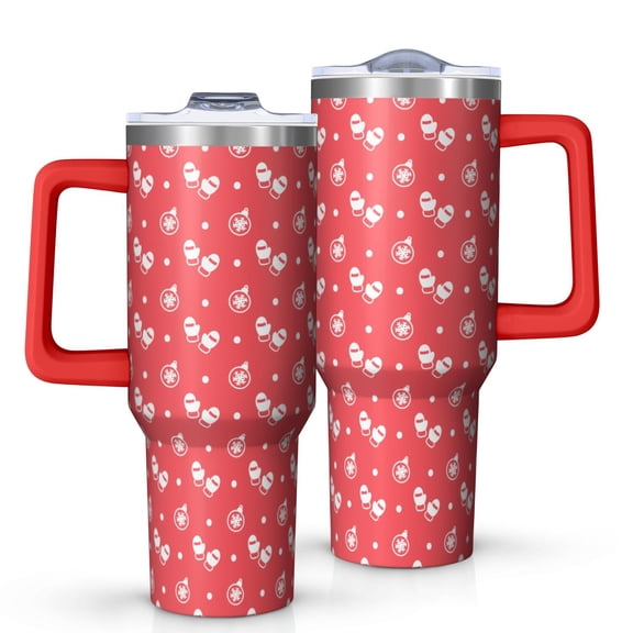 Christmas 40oz Tumbler– Stainless Steel Insulated Tumbler with Handle and Straw, Large Capacity Travel Cup for Hot & Cold Drinks