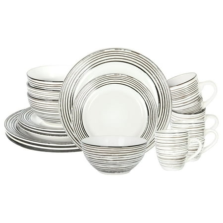 

Stoneware Handcrafted Tree Effected Glaze Dinnerware Set (White Birch Service for 4-16pc Set)