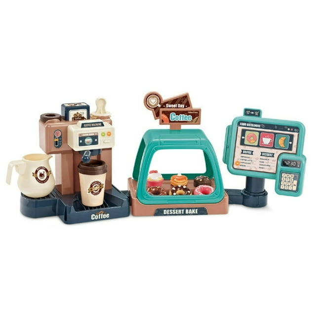 Coffee Machine Toy Simulation Sound And Light Water Supermarket Players 2 In 1 With Voice Puzzle For Kids Kitchen Toys