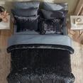 thumbnail image 6 of Regency Heights Crushed Velvet Comforter Set, 9 Piece Bed in a Bag with Comforter, Sheets, Pillowcases & Sham, Plush Soft All Season Bedding Set, Queen, Black, 6 of 9