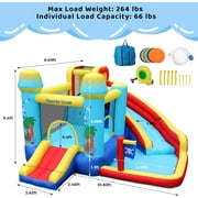 Arlopu Kids Inflatable Bounce House Water Slide with Blower, Children Outdoor Play Water Park with Splash Pool, Climbing Wall & Bouncing Area for Little Girls Boys 3-8 Years