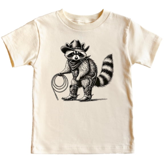 Funny Raccoon Cowboy Shirt for Kids Vintage Western Lasso Tee for Boys and Girls Natural Shirt Youth Large