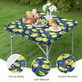 thumbnail image 4 of Yellow Lemon Fruit Slices Blue Pattern Square Fitted Tablecloth with Elastic Edge,Square Table Cover,Washable Elastic Table Cover for Home Kitchen Party Decor 36"x36", 4 of 6
